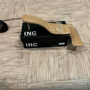 INC International Concepts Women's Tan Heels with Clear Strap